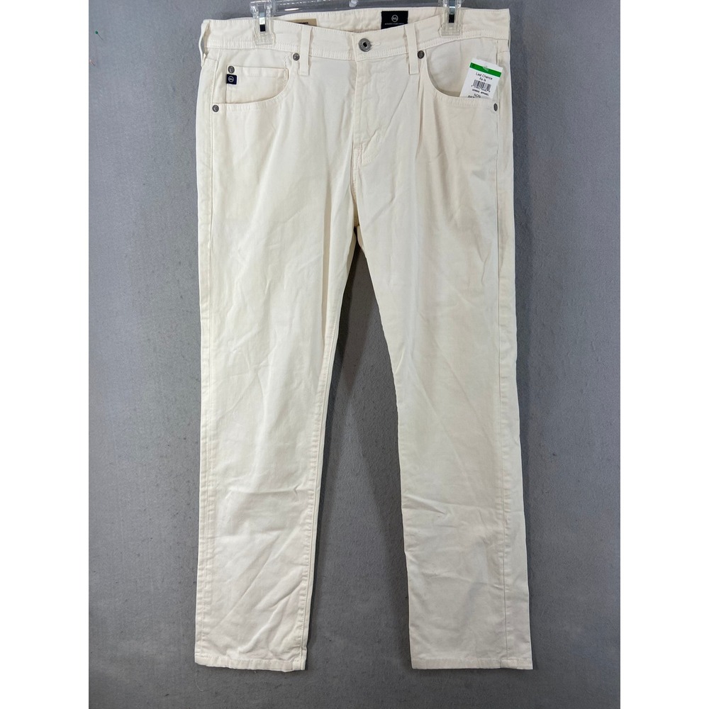 New AG Adriano Goldschmied Pants Mens Sz 33 The Matchbox Cream Slim Straight